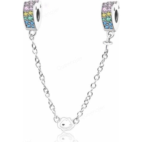 925 Sterling Silver Safety Chain European Charms Bead Fit Original Bracelets DIY Pendant Charm Beads Girl Women Jewelry Making