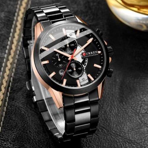 CURREN Man Watches Modern Quartz Stainless Steel Chronograph Clock Fashion Casual Wristwatches for Male