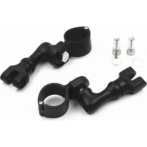 Black 1.5'' Engine Guard Foot Peg Clamps For Harley Honda Kawasaki Yamaha Suzuki Triumph Bobber Chopper