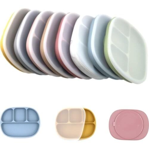 Baby Cute Cartoon Plates Safe Silicone Dining Plate Solid Children Dishes Training Tableware Kids Feeding Bowls