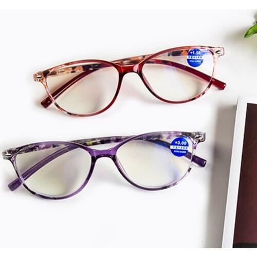!Two Pairs! Women Men Flower Printed Full-rim Ultralight Anti Blu Anti Fatigue Round Oversized Reading Glasses +0.75 to +4