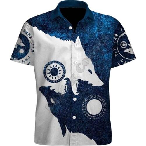 Hawaii Shirt Hawaiian beach Summer Viking tattoo Wolf Printed 3d Mens Shirt Harajuku Tee hip hop shirts 1