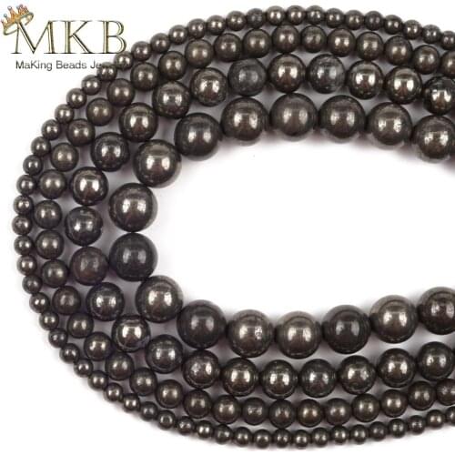 Natursl Iron Pyrite Stone Round Beads For Jewelry Making 4mm6mm8mm10mm Charm Spacer Loose Beads Diy Bracelet Jewellery Strand15"