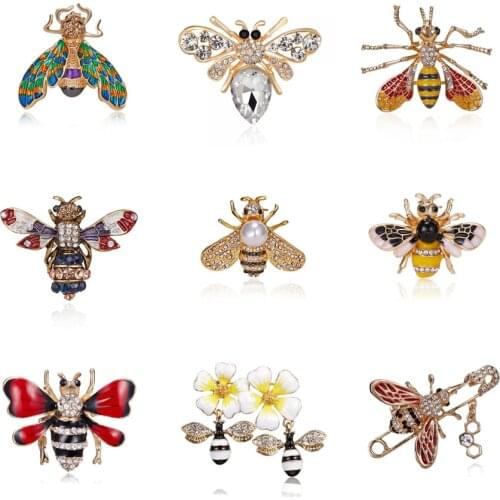 Cute Insects Bee Brooches Enamel Rhinestone Brooch Pins For Women Fashion Clothes Dress Scarf Jewelry Festival Birthday Gift