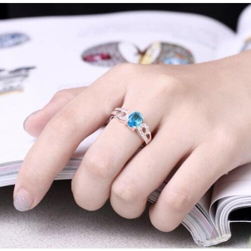 Garilina Fashion Romantic sky blue stone ladies Anniversary silver color ring R2247