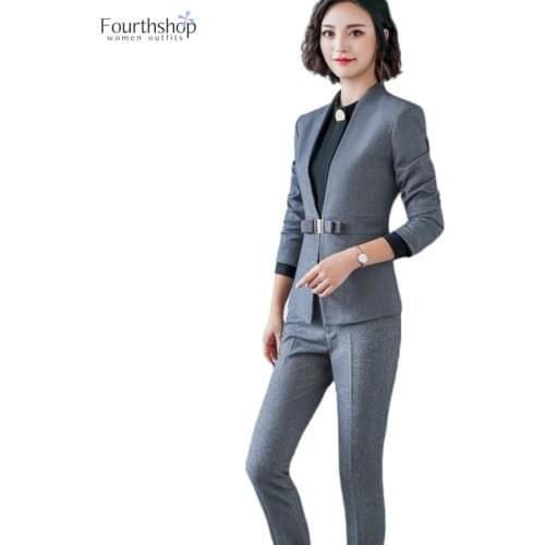 Fashion Women Two Pieces Set Office Lady Business Work Formal Pants Suits Female Plus Size Blazer Sets 2020 Autumn Winter Jakcet