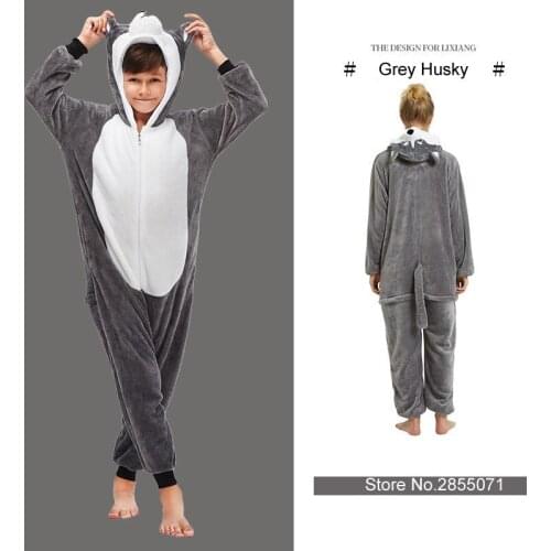 Cartoon Children Pajamas Winter Sleepwear Boys Onesies Girls Pajama Set Cute Kigurumi Stitch Unicorn Skeleton Animal Kids Pyjama