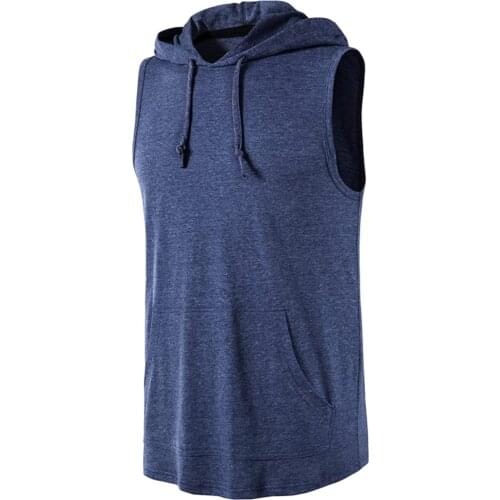 Mens Workout Hooded Tank Sleeveless Gym Training Bodybuilding Fitness Muscle Tee Shirts