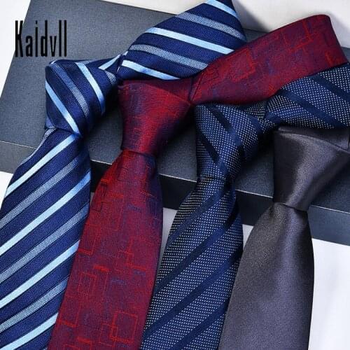 2020 Designer New Fashion 8cm Ties for Men Striped Dot Silk Neckties Wedding Formal Suit Interview Accessories with Gift Box