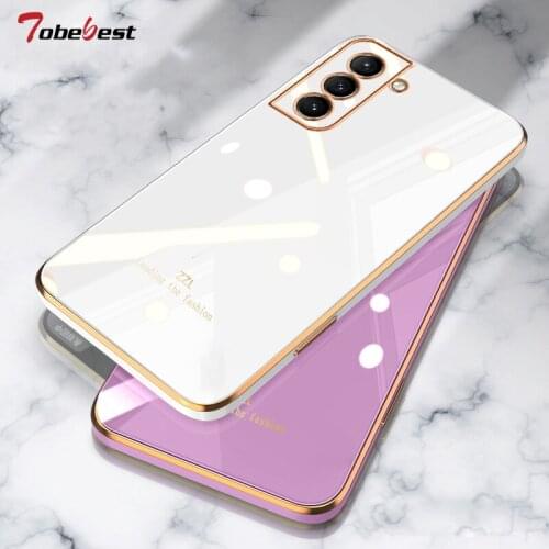 Luxury Plating Soft Silicone Case For Samsung Galaxy S21 Ultra FE Plus Coque Camera protective Straight edge Back Cover