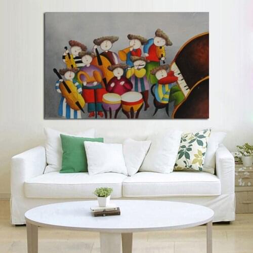 New Decorative Oil Paintings Unique Design High Quality Band Playing Living Room Music Art Oil Painting On Canvas