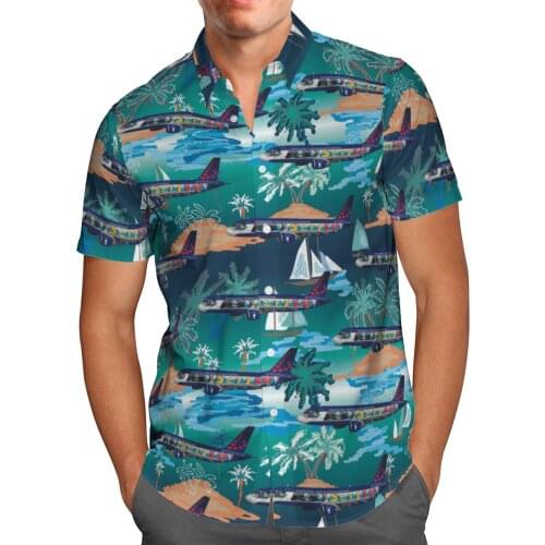 Cool Plane 3D Print Beach Hawaiian 2021 Summer Shirt Short Sleeve Shirt Streetwear Oversized 5XL Camisa Social Chemise Homme-110