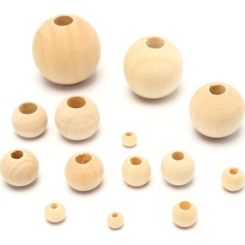 Kinds Of Size Round Wood Spacer Bead Natural Ball Wood Spacer Beads 6-50mm For Charm Bracelet Wholesale Baby Wooden Round Bead