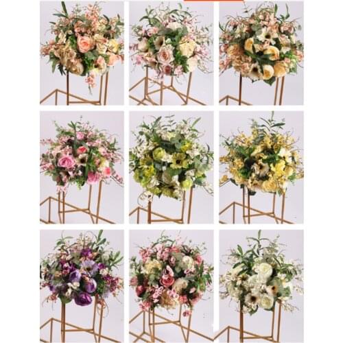Silk Flower Ball Flowe Rack For Wedding Centerpiece Home Room Decoration Party Supplies DIY Road Lead Craft Flower 9 Color