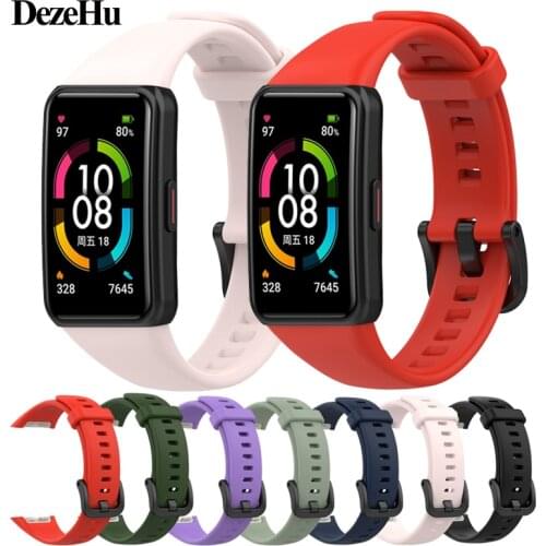 DezeHu Silicone strap Compatible with Huawei Band 6/Honor Band 6 Original replacement smart bracelet for Huawei Band 6 strap