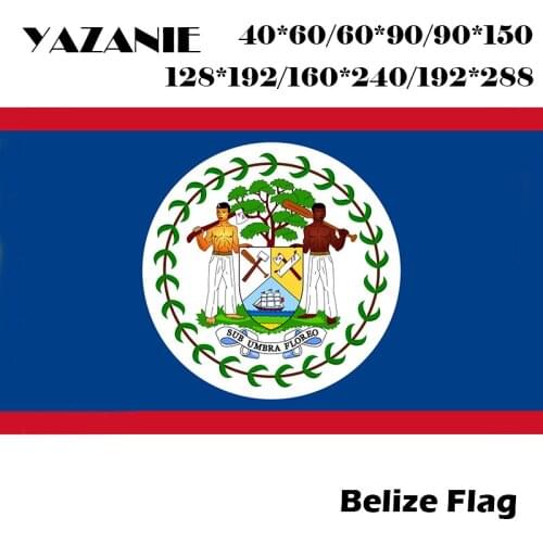 YAZANIE 40*60cm/60*90cm/90*150cm/120*180cm Belize Flag Polyester Belizean Flags And Banners Fabric Fly Custom Outdoor Banner