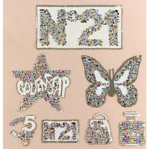 DIY Embroidered patches for clothing Color butterfly badge applique sequins patch accessories Label patchwork Shirt accessories