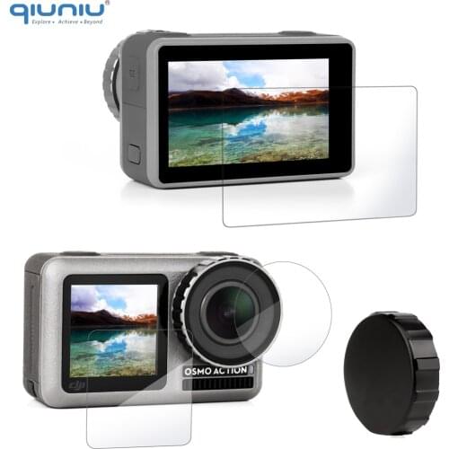 QIUNIU Lens Screen Protector Lens Protective Film with Camera Lens Cap Cover for DJI Osmo Action Sport Camera Accessories