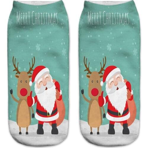 Woman Ankle Socks Printed Pattern Womens Boat Socks Santa Claus Series Simple Cartoon Cute Female Ankle Socks