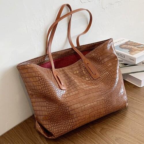 Stone Pattern PU Leather Shoulder Bags for Women 2020 Simple Handbags Female High Capacity Travel Totes Fashion Brand Hand Bag