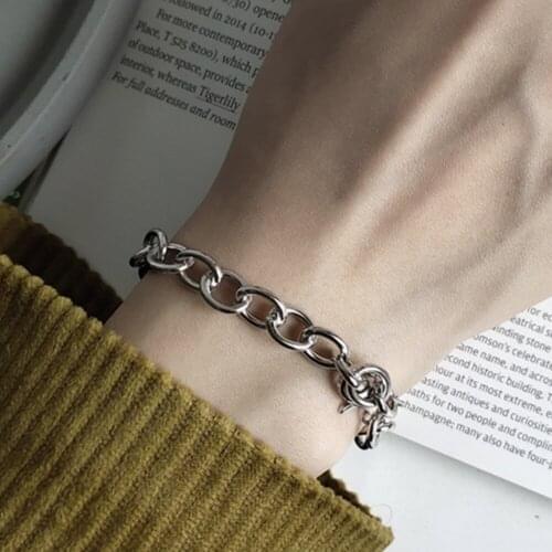 925 Sterling Silver Jewelry Women Hipster High End Large Link Chain Celebrity Bracelet Assorted Sizes Mens Cuff Bracelet