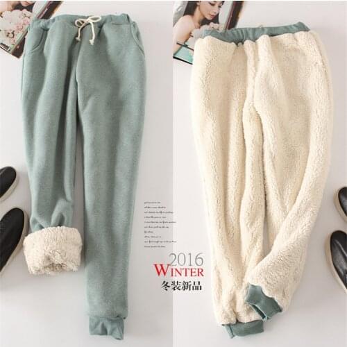 Womens Winter Warm Pant Thicken Lambskin Cashmere Pants Female Casual Velvet Wool Pants Loose Harlan Pants Long Trousers 4XL