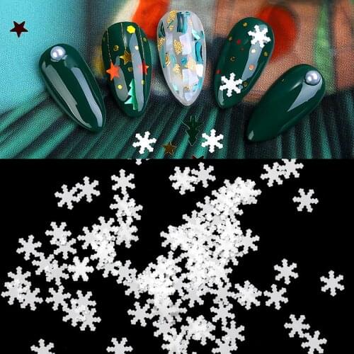 1 Box Holographic Christmas Snowflakes Nail Sequins Flakes 3d Nail Art Glitter White Manicure Decorations