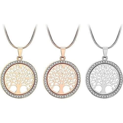 1pcs Car Ornaments Vintage Pendant Necklace Women Gold Color Choker Necklaces Jewelry New Lucky Tree of Life Necklace Jewelry