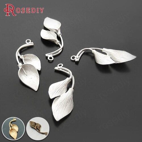 10PCS 33x14MM Matte Silver Color Plated Brass Calla Charms Pendants Diy Jewelry Findings Earrings Accessories Wholesale