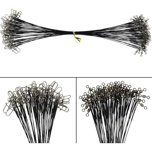100pcs 25cm 20LB 30LB Steel Wire Leader With Swivel anti bite Fishing leading line Accessories Leash Pesca Fish Leader Wire