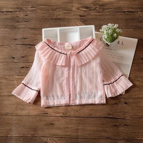 2021 Spring Kids Cardigan Sweater Girls Jacket Cotton Girls White Pink Outerwear for 1 2 3 4 5 6Years Old Kids Clothes RKC195098