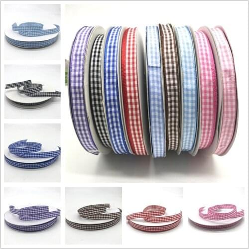 5yards/lot 10mm Ribbon Plaid Grid Printed Ribbon For Home Wedding Christmas Decoration DIY Gift Wrapping