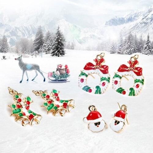 6 pairs /set Christmas Earrings Kawaii Charm For Girls Paired Xmas Female Jewelry Hook Short Earing Paired Xmas Gifts