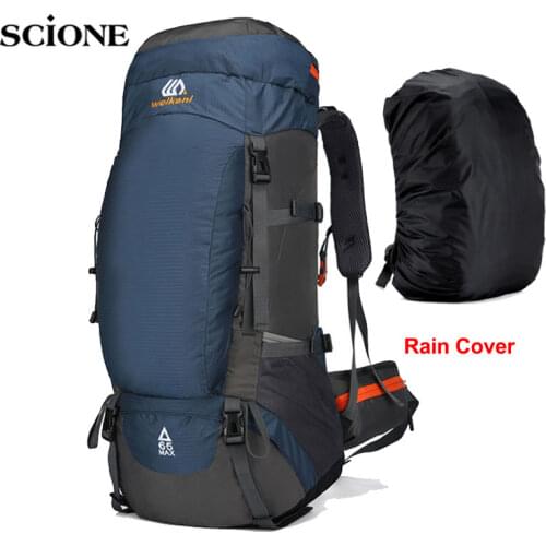 65L Outdoor Large Backpack Camping Travel Bag Hiking Backpack Sports Bag Climbing With Waterproof Rain Cover Sport Bags XA11WA