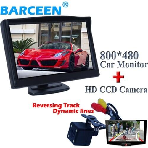 800*480 resolution 5" wide screen car display monitor with ccd night vision car rear view camera Dynamic track line for all cars