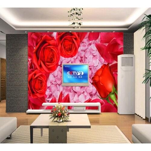 Free Shipping Romantic Red Roses Wedding Wedding Room New Home Background Wall Decoration Painting Custom 3d Bedroom Wallpaper