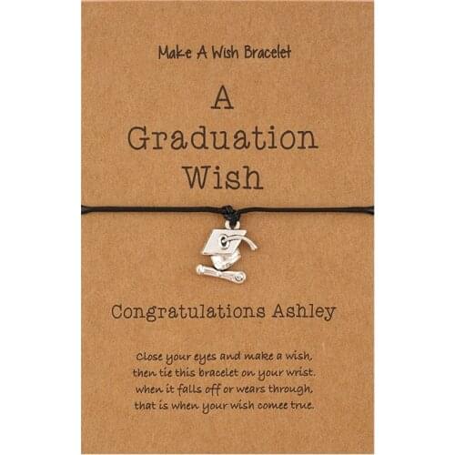 Minimalism A Graduation Wish Bachelor Cap Charm Bracelets Thin Red Black Rope Thread String Jewelry For Men Women Couples Gifts