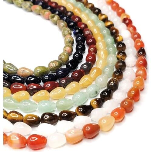 Natural Stone Beads Drop-shaped Tiger Eye Stone Turquoise Agate Handmade Fashion Jewelry Making Needlework Bracelet DIY Chain
