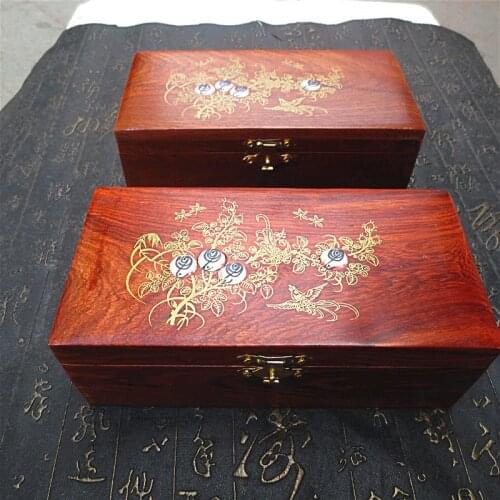 Wooden Jewelry Box Rosewood Jewelry Box Chinese Retro Buckle Simple Home Solid Wood Myanmar Rosewood Jewelry Box gift box