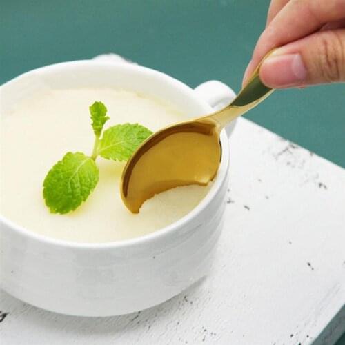 Dessert Spoon Stainless Steel Teaspoon Mini Coffee Spoon Small Fruit Ball Scooper Hollow Handle Kids Silver Dinnerware