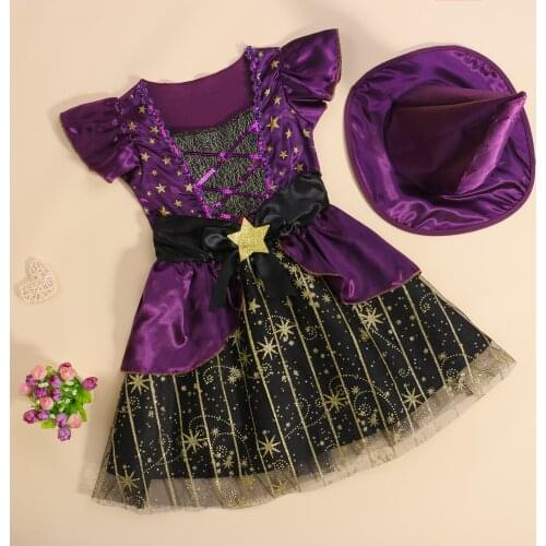 Children Halloween Clothing Princess Dress Fashion Kids Girl Sets Short Sleeve Dress Hat Sets Children Baby Girl Clothes