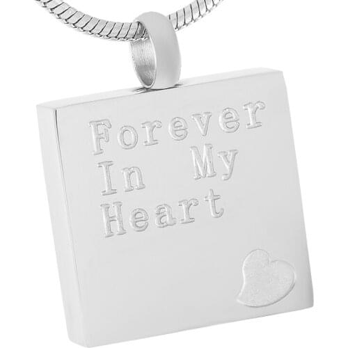 IJD9380 Forever In My Heart Stainless Steel Book Shape Keepsake Cremation Urn Jewelry Ashes Holder Memorial Pendant