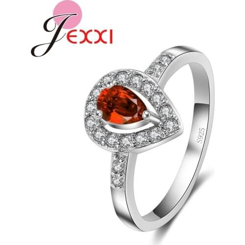 925 Sterling Silver Rings For Women Elegant Water Drop Stackable Fashion Jewelry Bridal Sets Wedding Engagement Ring Accessory