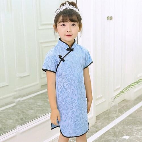 Lace Baby cheongsam flower chinese dress qipao Spring Festival girl New Year Party Gift Summer one-piece Dresses