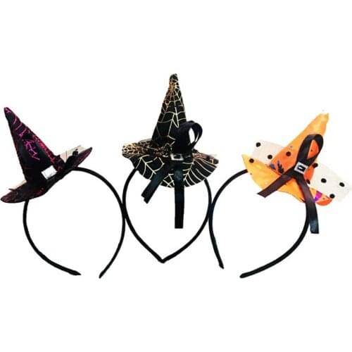 Mini witch hat headband cobweb dots veil cap halloween fancy dress costume accessory Party headdress scary