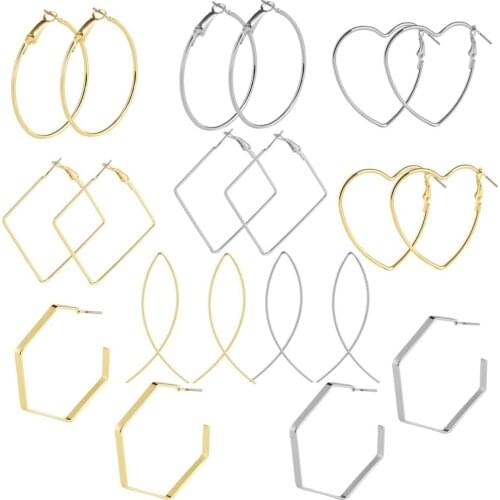Minimalism Big Geometric Hoop Earrings Smooth Large Heart Round Earings for Women Statement Jewelry Boucles d'oreilles 2020