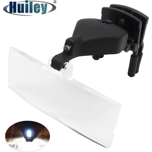 1.5X 2.5X 3.5X Multipower Illuminated Eye Glasses Magnifier with Clip Third Hand Lighted Magnifying Glass Loupe for Low Vision