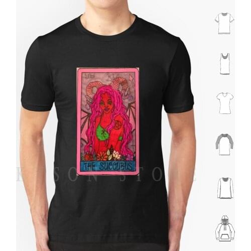 Succubus Tarot Card T Shirt Cotton Men Diy Print Succubus Tarotcard Flashart Demongirl Devilgirl