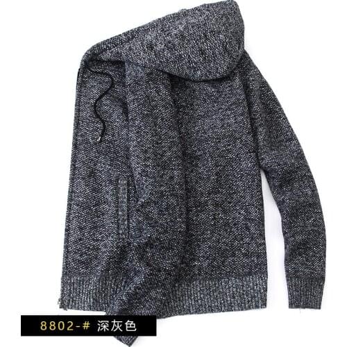 Mens autumn/winter new knitwear faux fur wool sweater thickened thermal jacket jacket casual loose hooded zip cardigan
