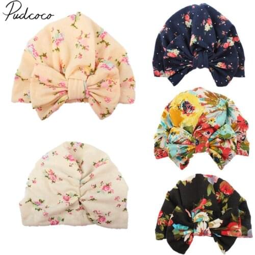 2018 Brand New Newborn Baby Infant Girl Toddler Comfy Bowknot Hospital Cap Beanie Hat Bowknot Floral Elastic Caps Beanie 0-3T